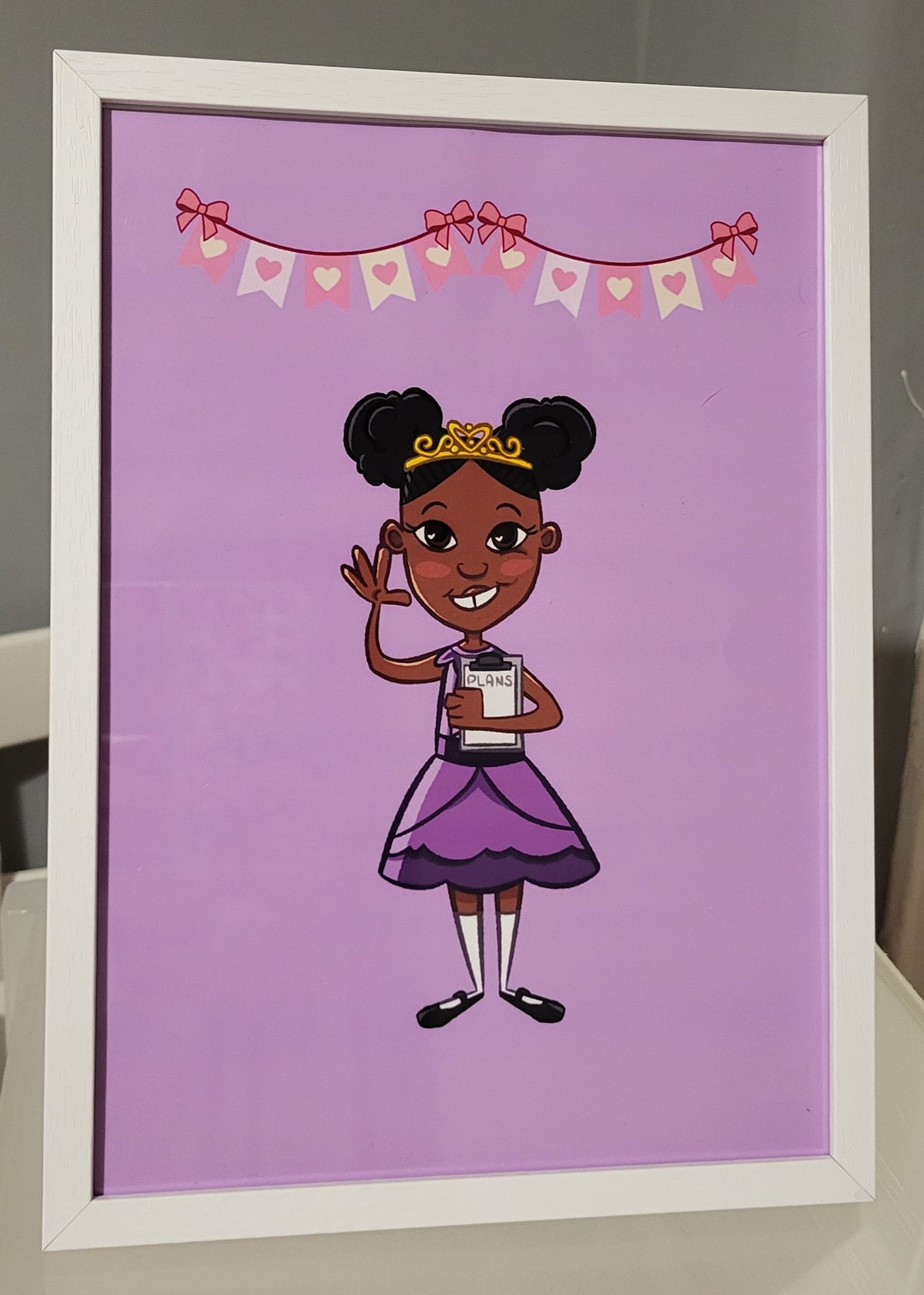 Princess Priye wall art - A4 white wooden frame