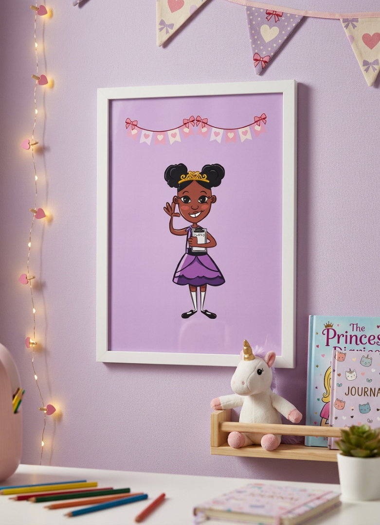 Princess Priye wall art - A4 white wooden frame