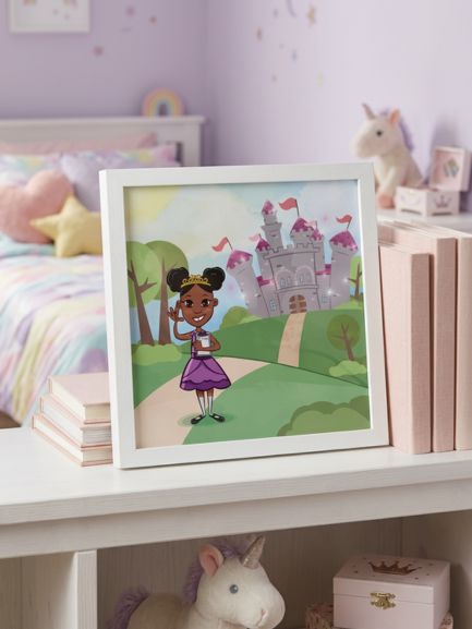 Princess Priye Palace wall art - 30 x 30cm white wooden frame